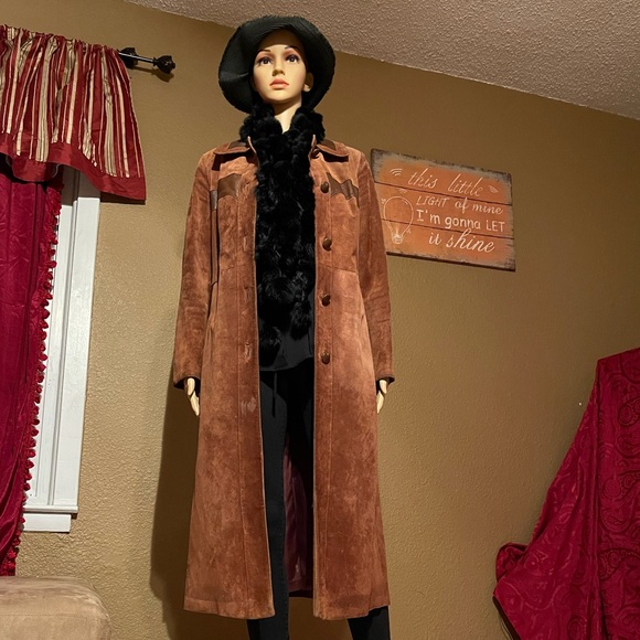 Ami Jackets & Blazers - Ami Leather Ltd Size 12 Caramel Long Trench Coat True Vintage Butter Canada